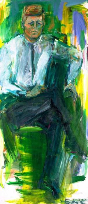 Portrait-of-JFK-Elaine-de-Kooning-1963
