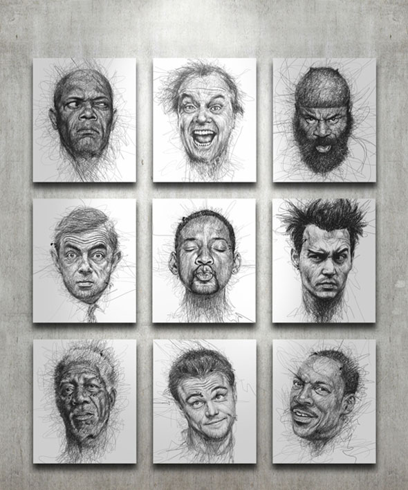 1-Faces-Vince-Low-Gribouillage-Portraits-Stars-Dessins